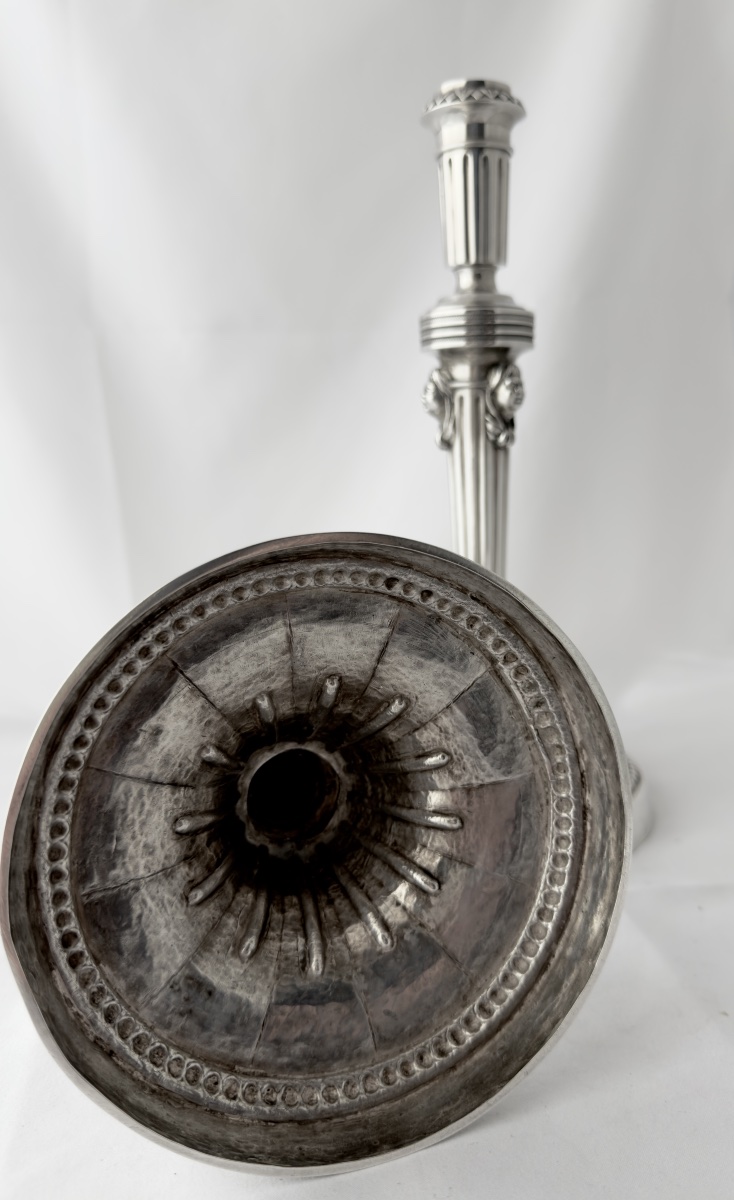 Kortrijk, 1814–1818, Pair Of Candlesticks With Mamluk Heads, Solid Silver, Silversmith Desmit -photo-2