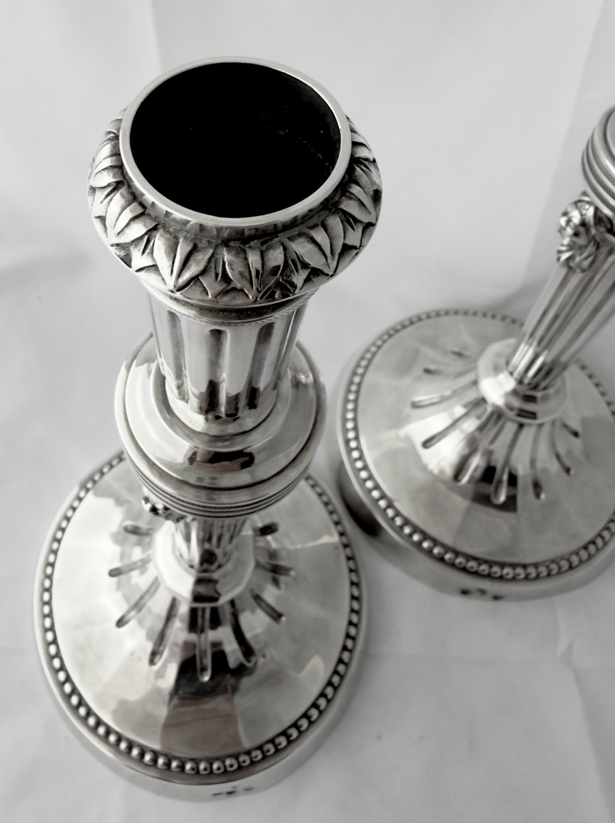 Kortrijk, 1814–1818, Pair Of Candlesticks With Mamluk Heads, Solid Silver, Silversmith Desmit -photo-7