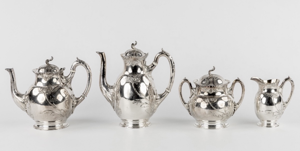 Christofle Gallia, Art Nouveau, métal argenté, service à café-photo-2