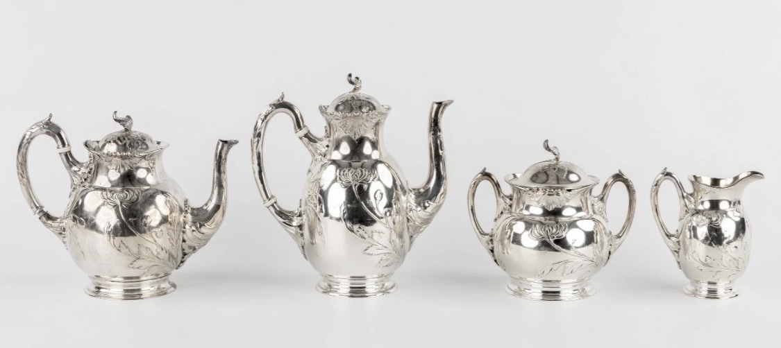Christofle Gallia, Art Nouveau, métal argenté, service à café-photo-6