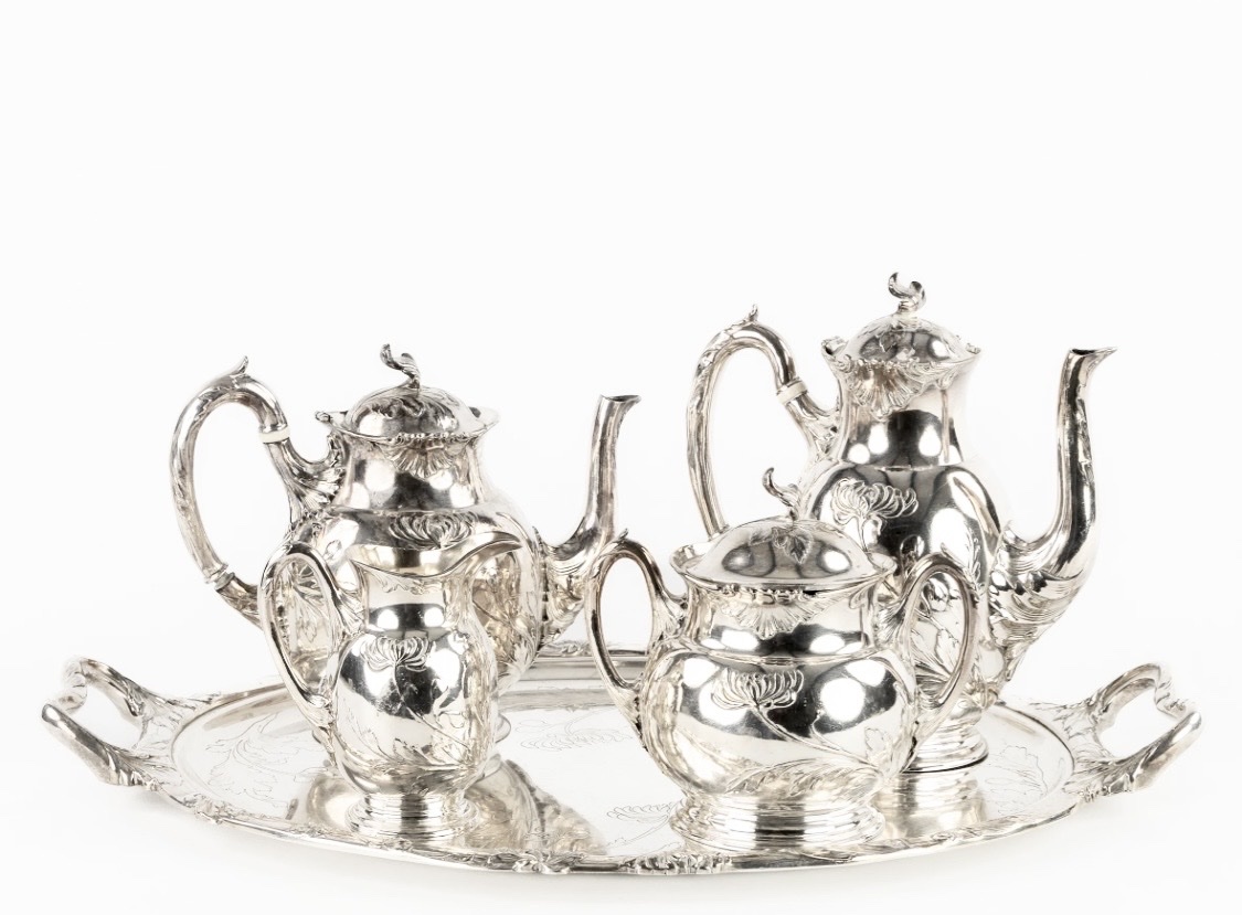 Christofle Gallia, Art Nouveau, métal argenté, service à café