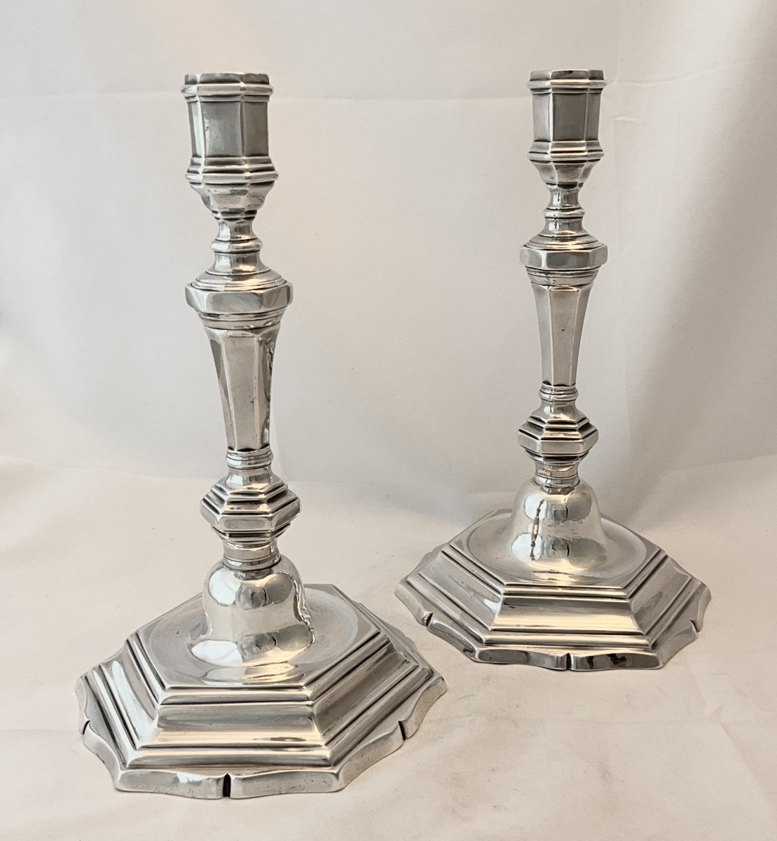 Rennes, 1740–1742, Michel-eloy Letailleur, Pair Of Louis XV Candlesticks In Solid Silver-photo-2