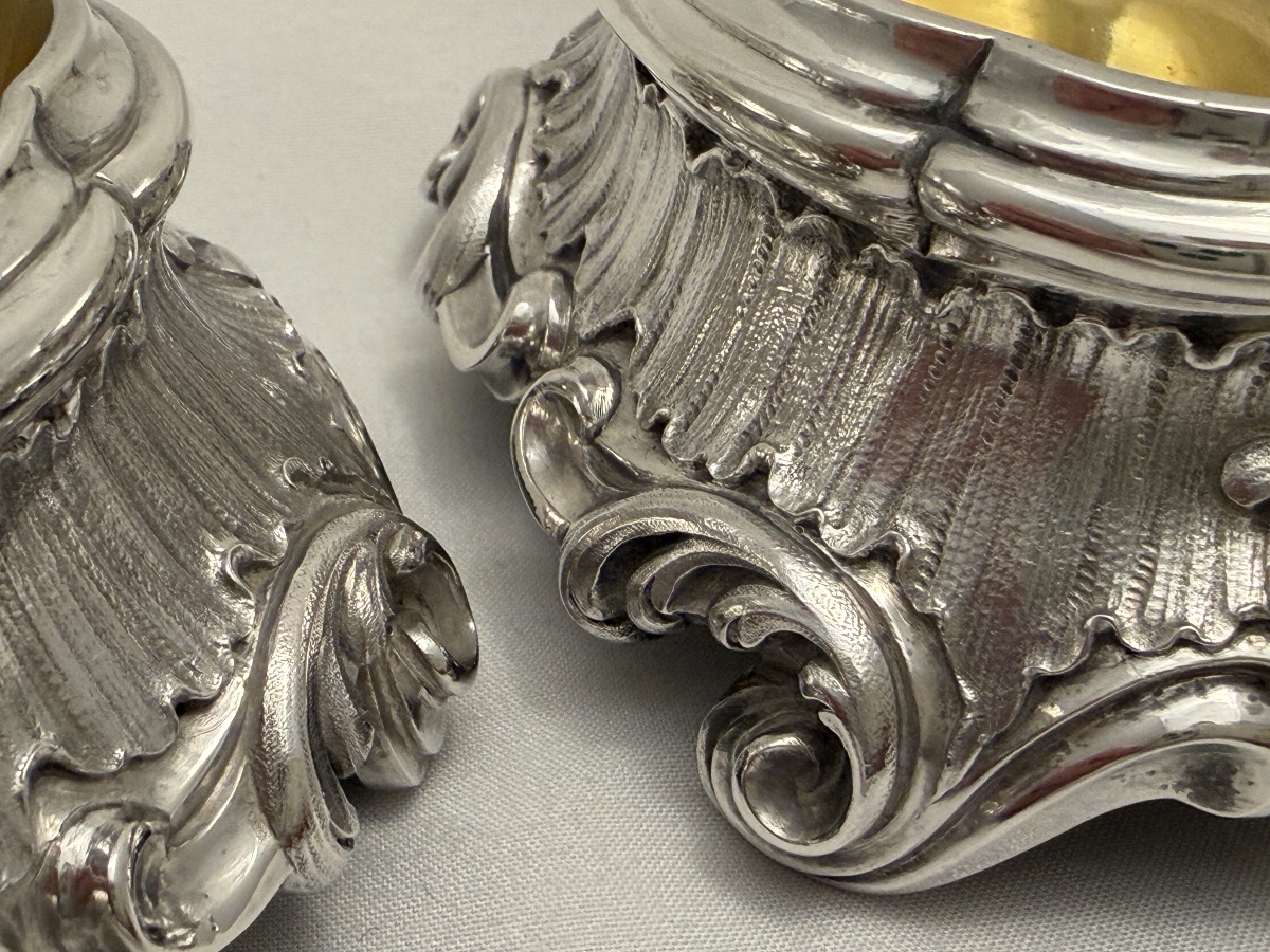 Odiot, Paris, 1856–1894, Sterling  Silver And Vermeil, Set Of Three Louis XV Trencher Salts-photo-4