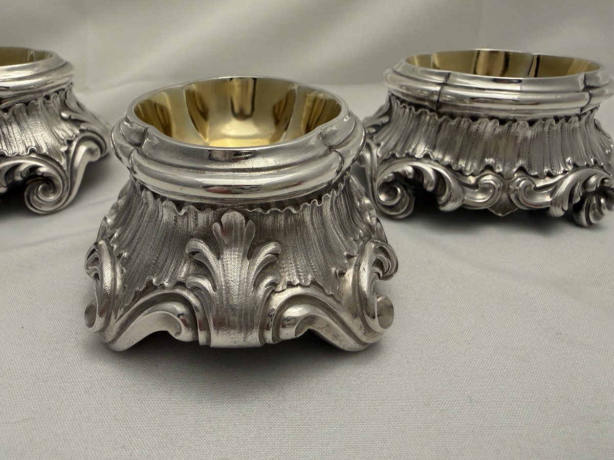 Odiot, Paris, 1856–1894, Sterling  Silver And Vermeil, Set Of Three Louis XV Trencher Salts-photo-6
