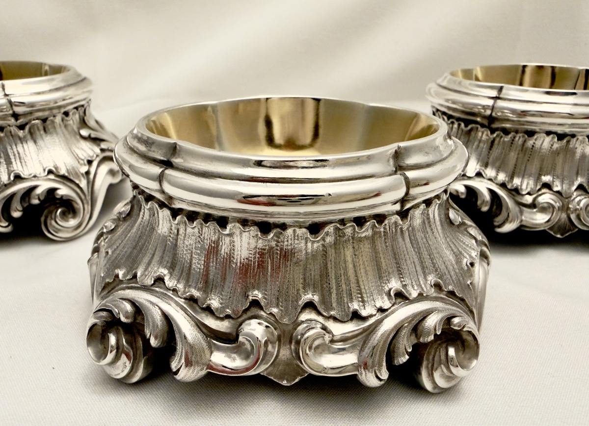 Odiot, Paris, 1856–1894, Sterling  Silver And Vermeil, Set Of Three Louis XV Trencher Salts