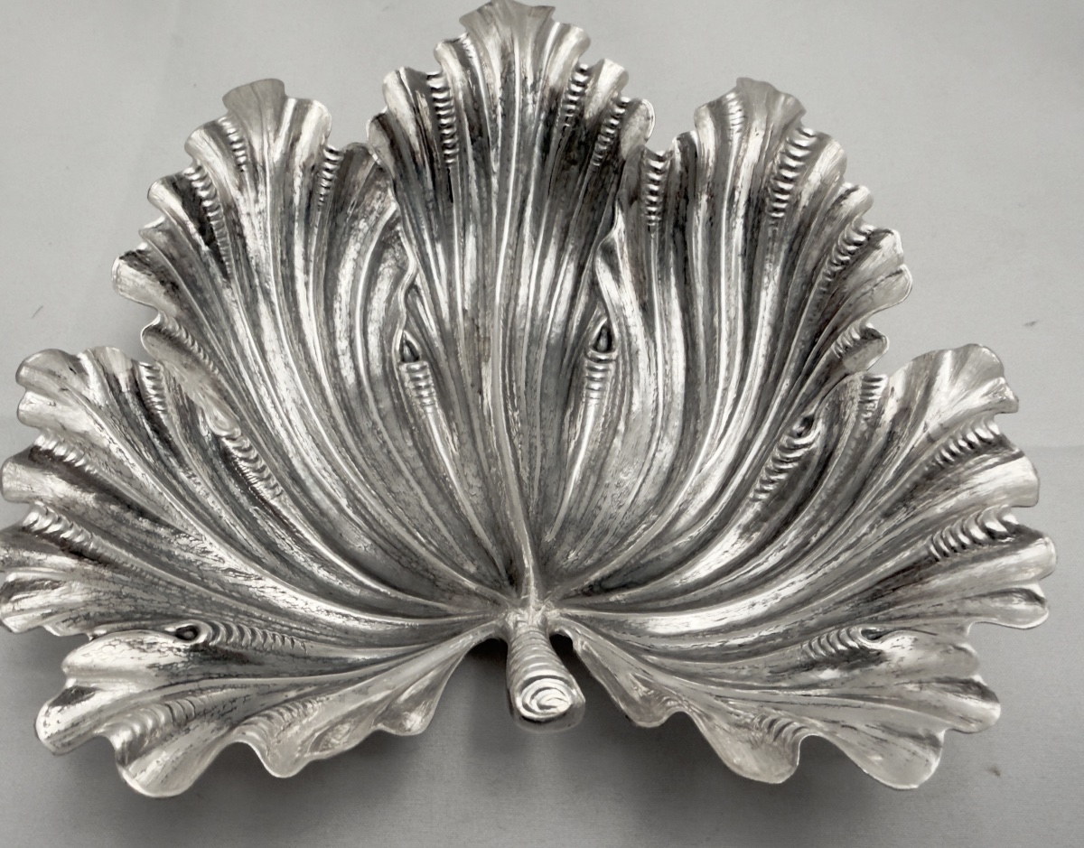 Buccellati, argent massif 925\\%, vide-poche en feuille de vigne , Milan 1970-photo-1