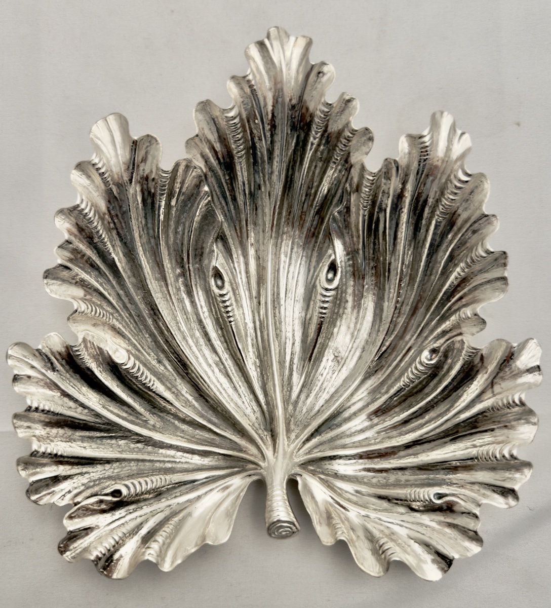 Buccellati, argent massif 925\\%, vide-poche en feuille de vigne , Milan 1970-photo-5