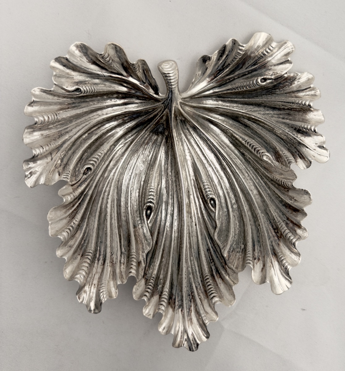 Buccellati, argent massif 925\\%, vide-poche en feuille de vigne , Milan 1970-photo-7
