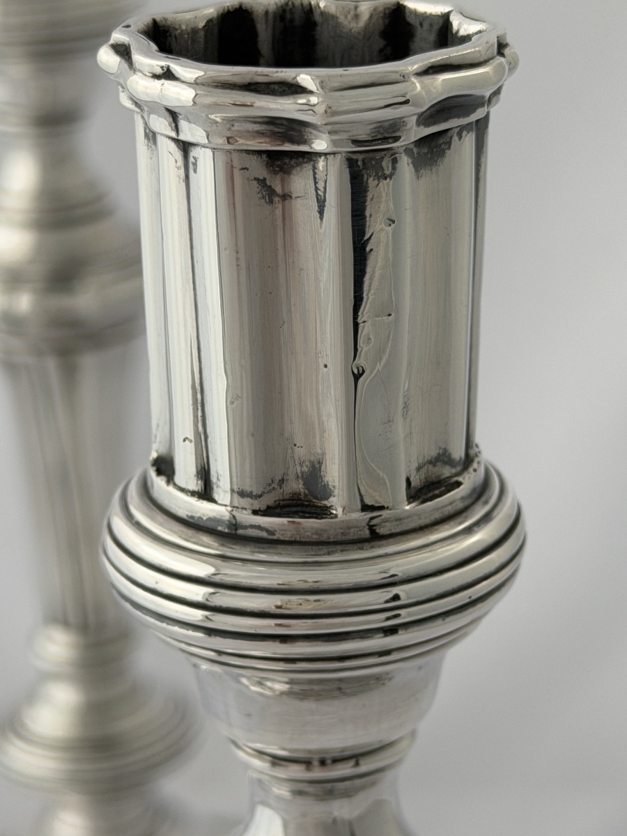 Vannes 1784, paire de flambeaux en argent massif, famille du Pérenno de Penvern, Persquen-photo-7