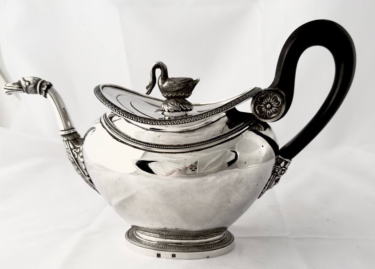 Brussels, 1822–1831, Solid Silver, Empire-style Teapot, Silversmith François Thomas