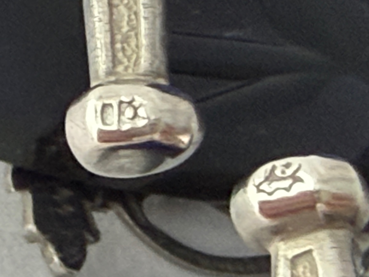 Mons 1791, paire de salières en argent massif et verre bleu, époque Louis XVI-photo-6
