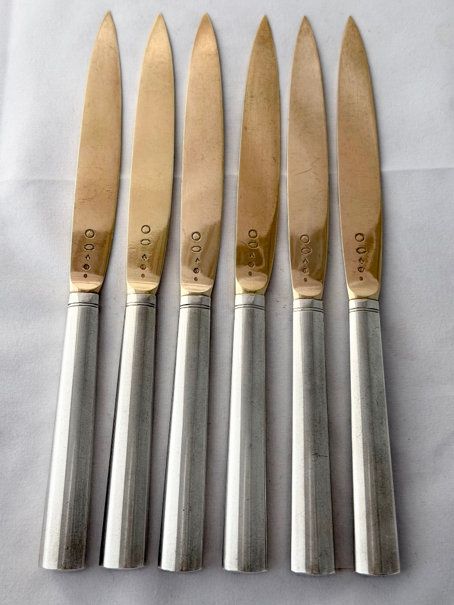 Ghent, 1814–1831, Six Solid Silver Fruit Knives, Widow Roelants-photo-3