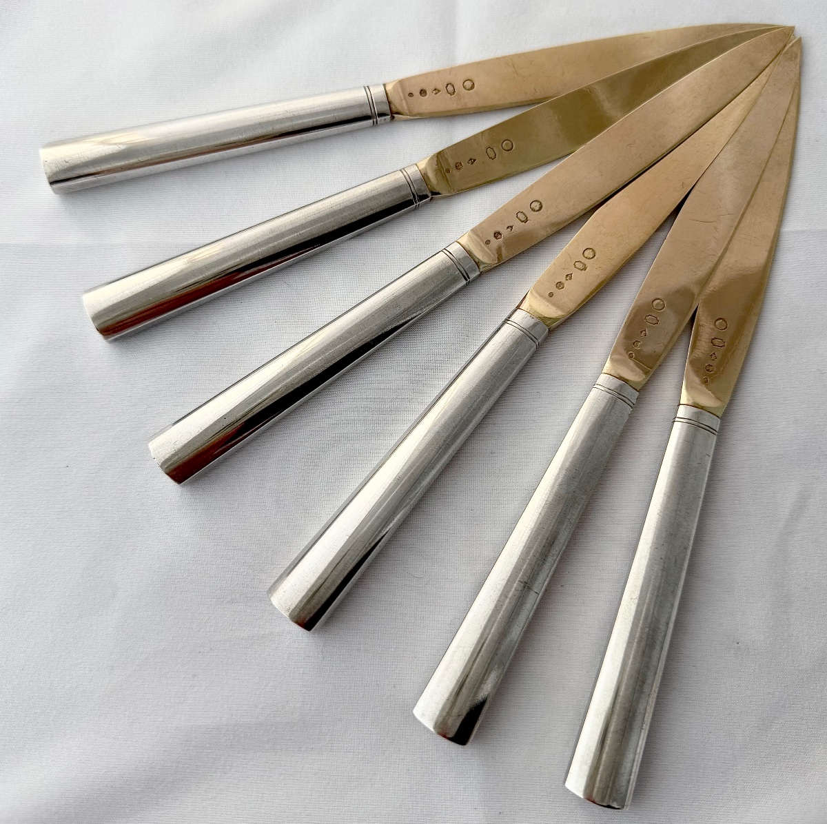 Ghent, 1814–1831, Six Solid Silver Fruit Knives, Widow Roelants-photo-4