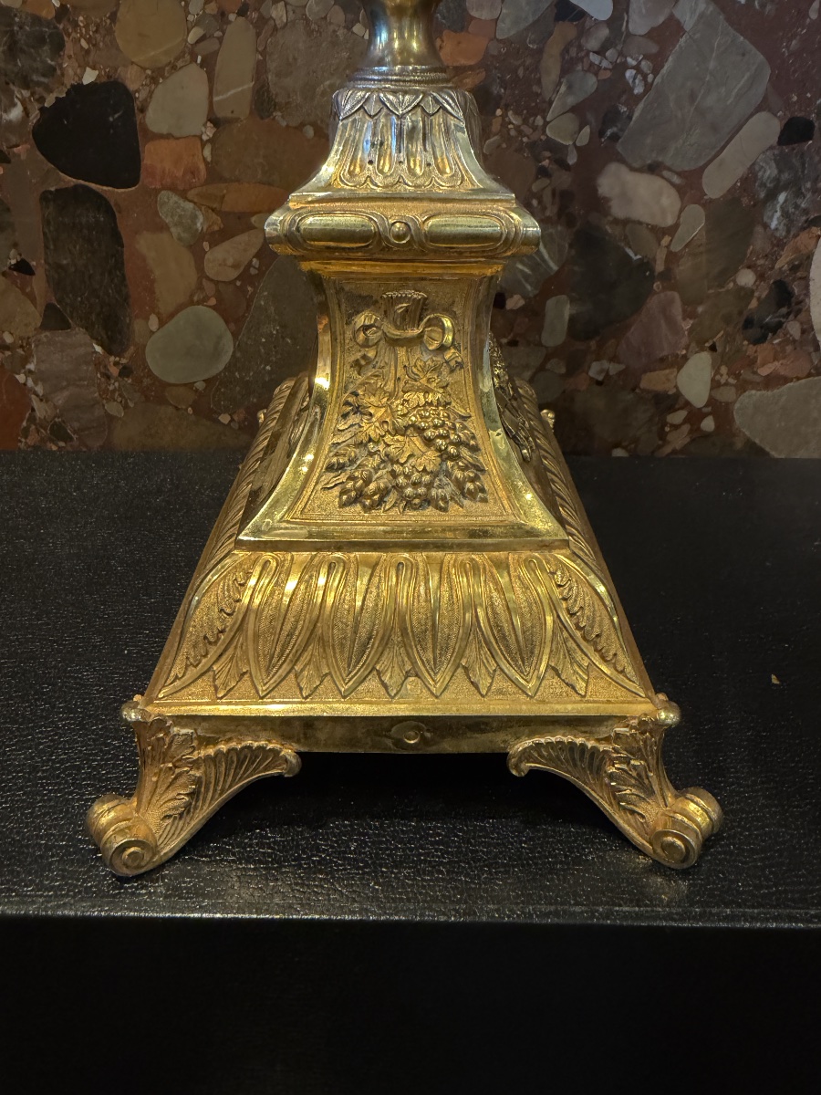 Paris 1819-1838, argent massif et vermeil, ostensoir soleil  63 cm dans son écrin d’origine ,-photo-6