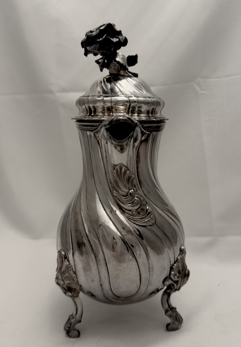 Mons, 1772, Silver Chocolate Pot, Joseph Philippe Ghienne, Louis XV -photo-2