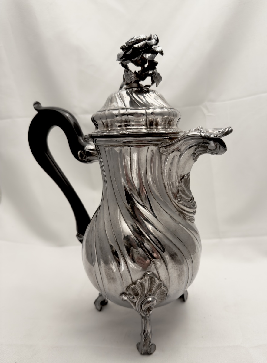 Mons, 1772, Silver Chocolate Pot, Joseph Philippe Ghienne, Louis XV -photo-4