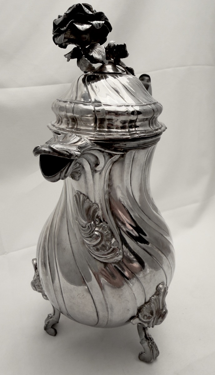 Mons, 1772, Silver Chocolate Pot, Joseph Philippe Ghienne, Louis XV -photo-1