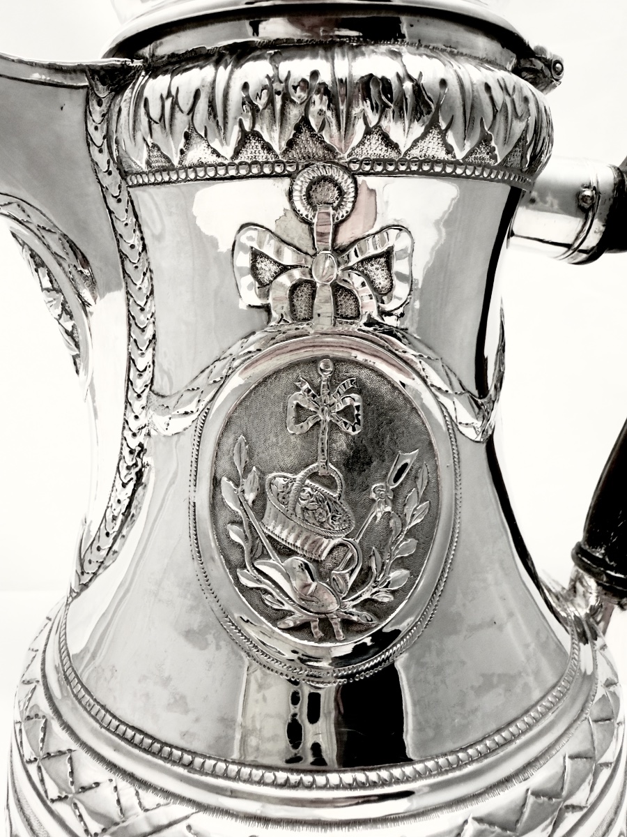 Ath 1782, cafetière « à l’ananas « , Louis François Delwarde, argent massif cadeau de mariage -photo-2