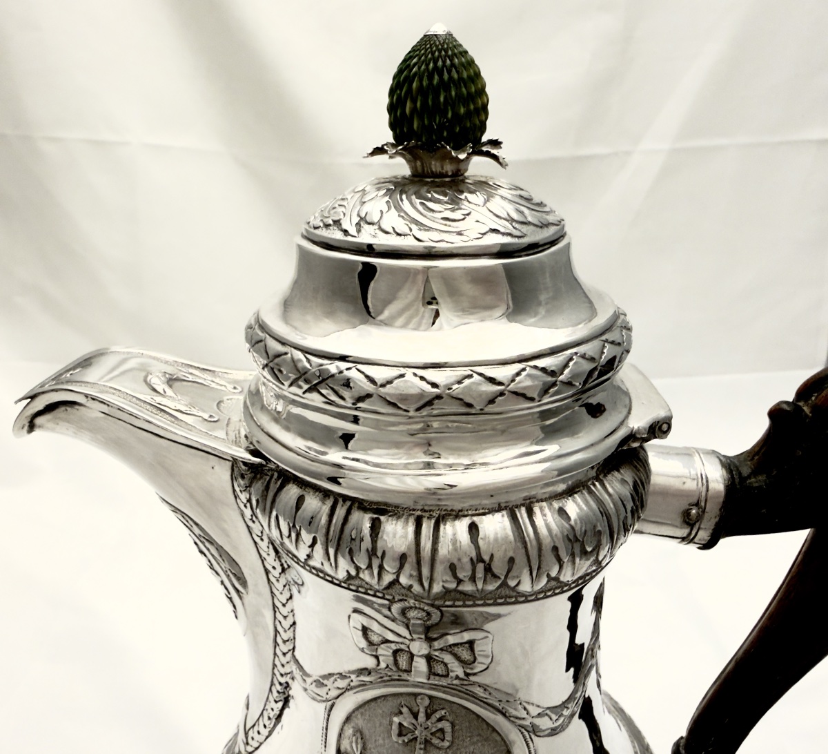 Ath 1782, cafetière « à l’ananas « , Louis François Delwarde, argent massif cadeau de mariage -photo-5
