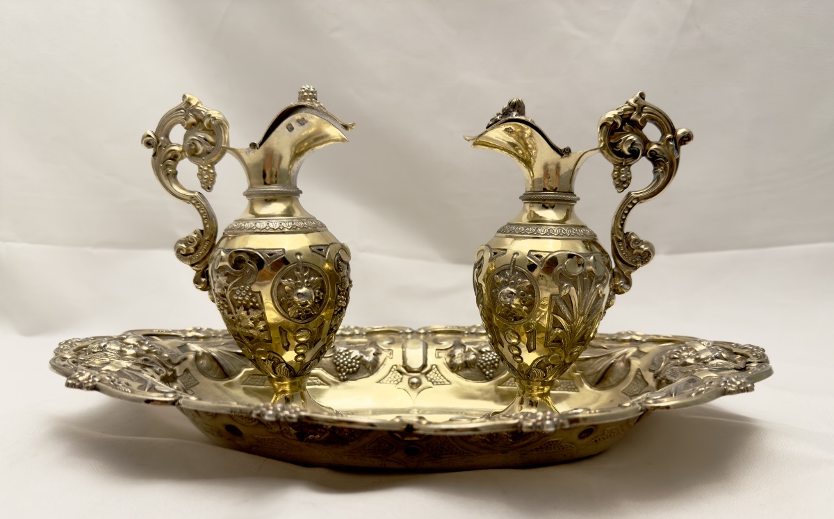 Favier, Pair Of Solid Silver And Vermeil Cruets, Circa 1850 -photo-2