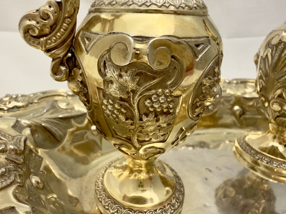 Favier, Pair Of Solid Silver And Vermeil Cruets, Circa 1850 -photo-3