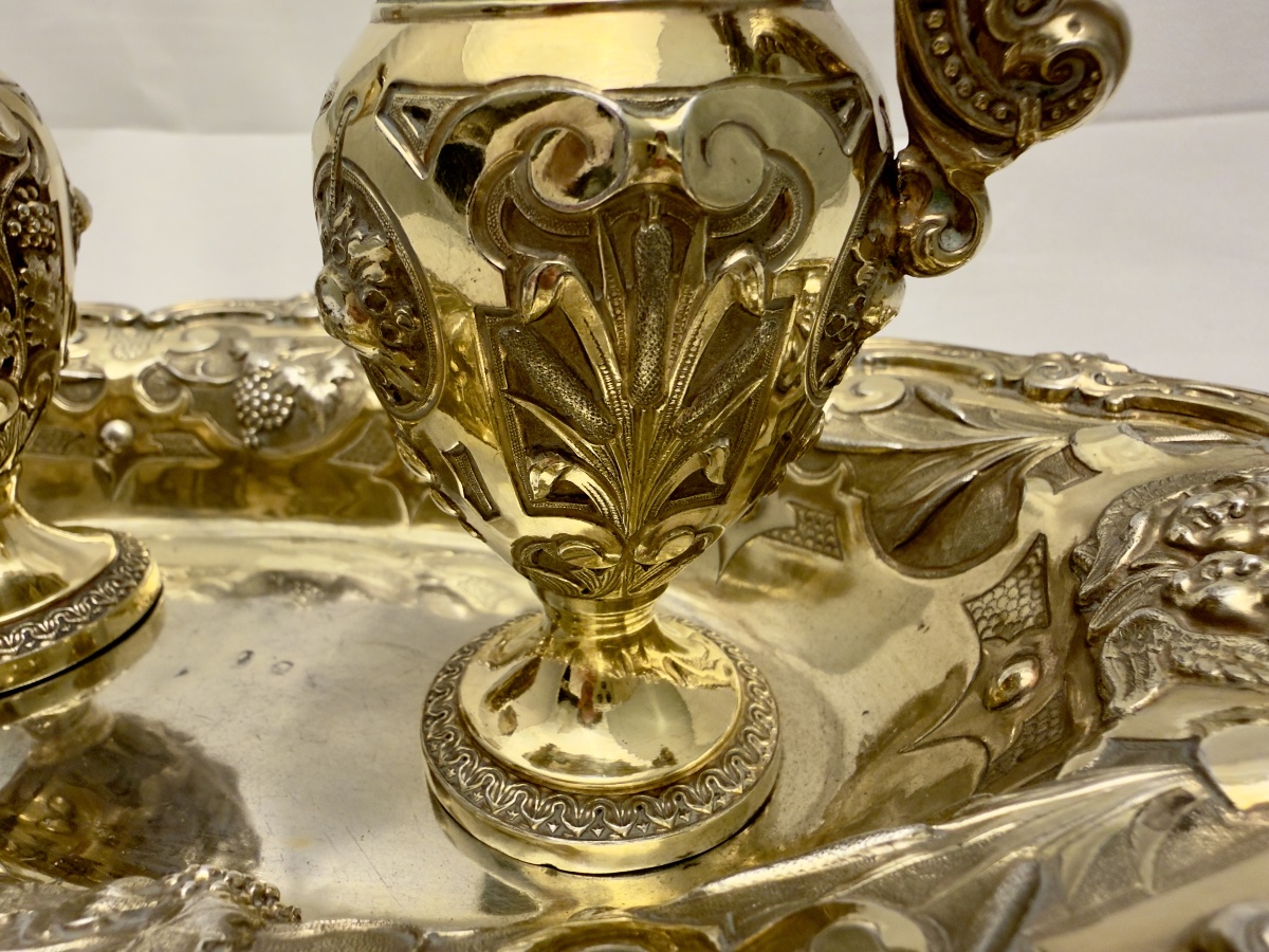 Favier, Pair Of Solid Silver And Vermeil Cruets, Circa 1850 -photo-4