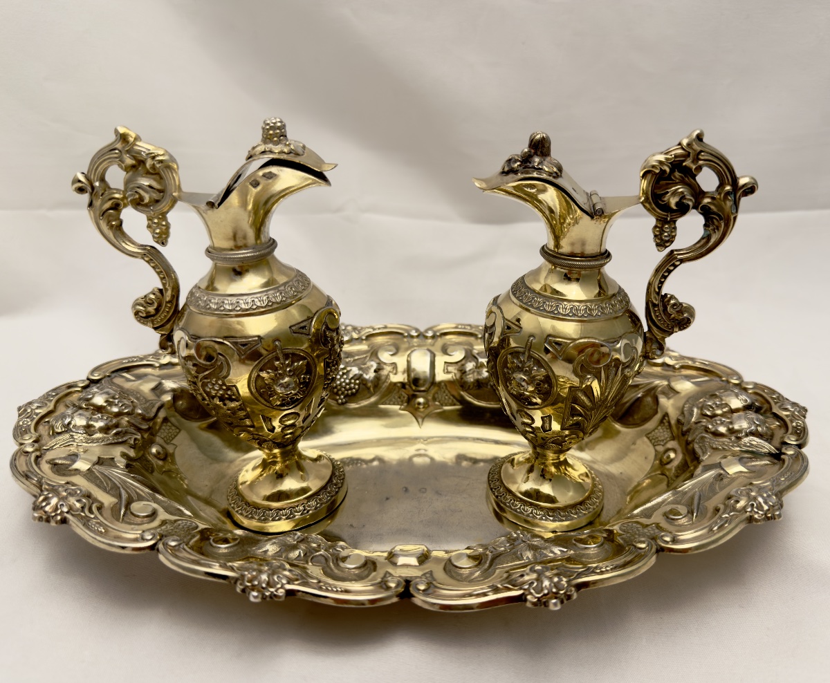 Favier, Pair Of Solid Silver And Vermeil Cruets, Circa 1850 