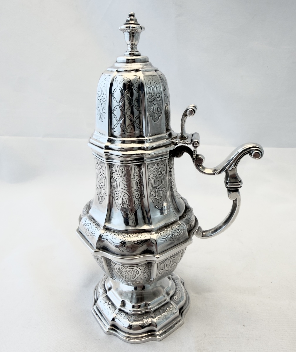 Mechelen 1744, saupoudroir et moutardier, argent massif, Malines, maître à l’ancre-photo-6