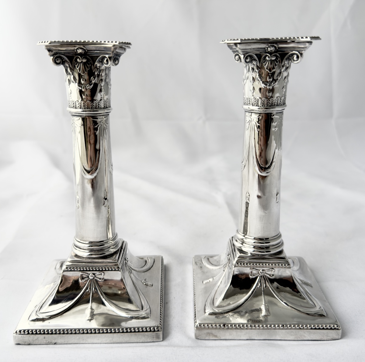 Londres 1898, argent massif, paire de bougeoirs, Mappin and Webb-photo-2