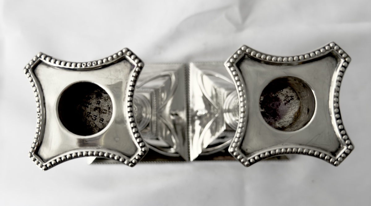Londres 1898, argent massif, paire de bougeoirs, Mappin and Webb-photo-4