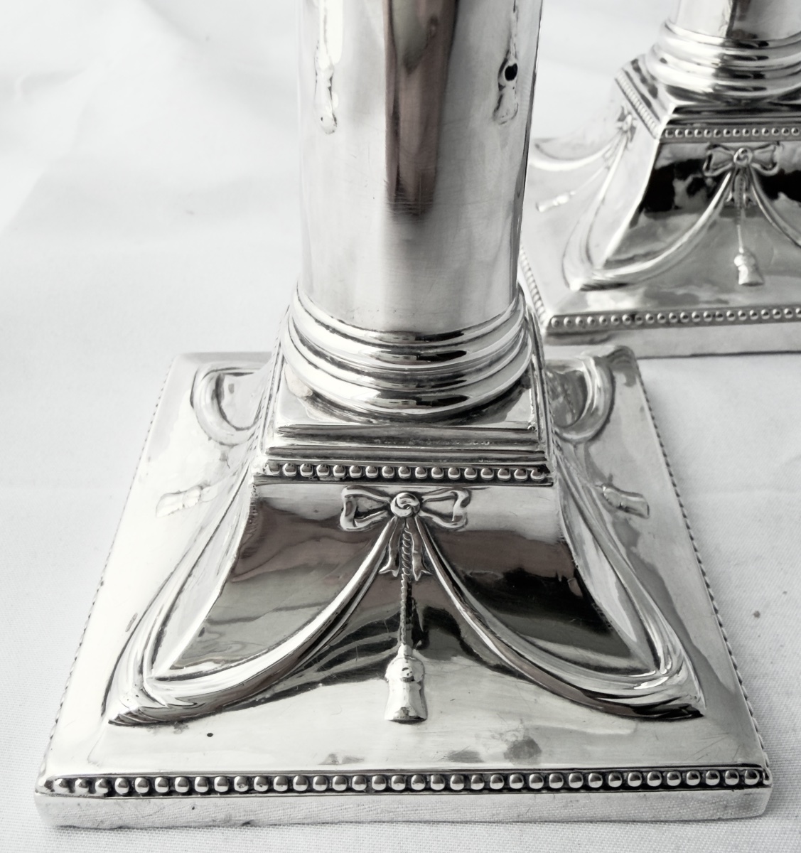 Londres 1898, argent massif, paire de bougeoirs, Mappin and Webb-photo-4
