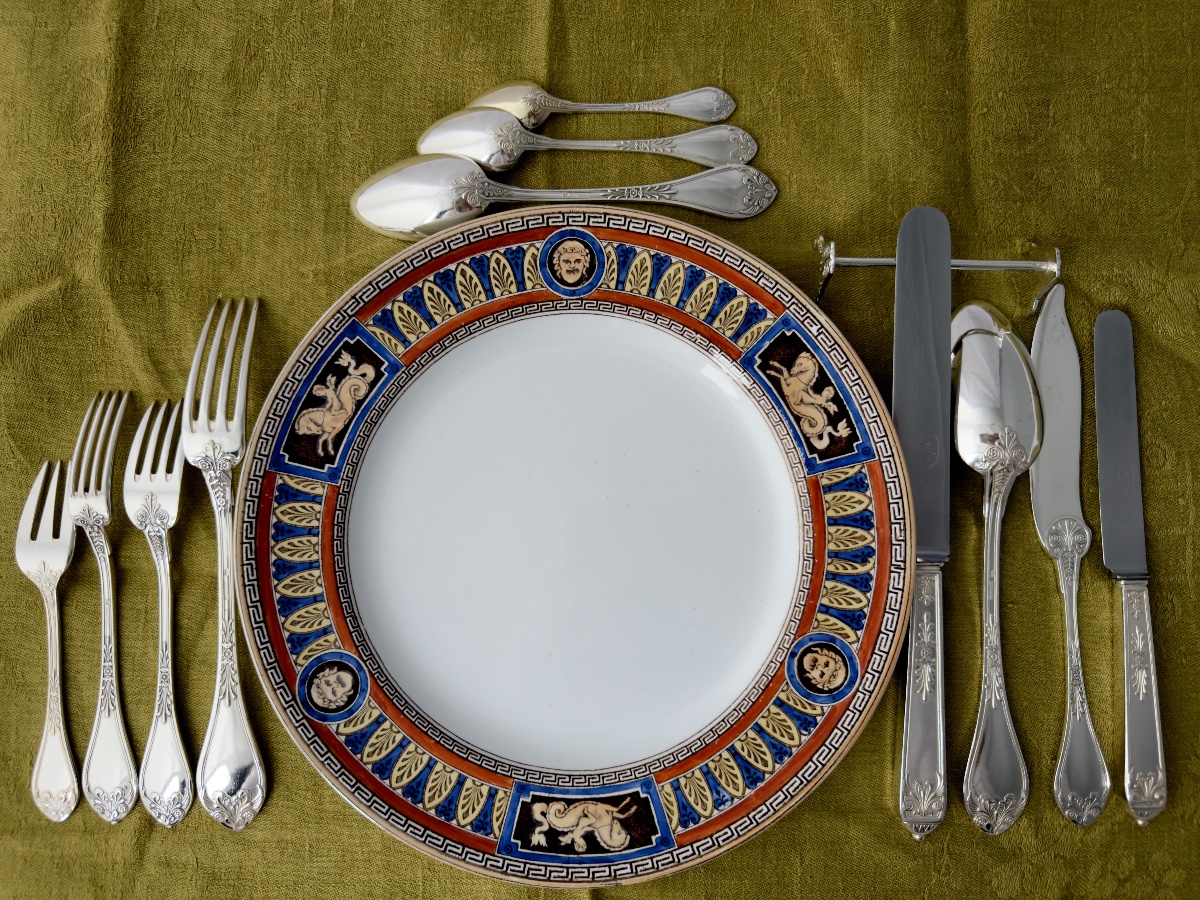 Wolfers, 147-piece Set, Empire Style, Silver-plated Metal, Bruno Wiskemann, Serves 12 -photo-2