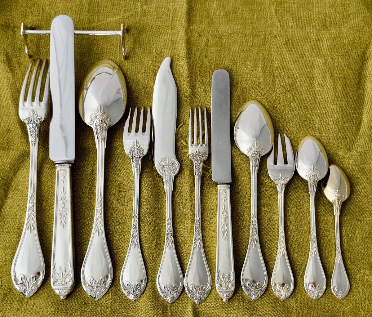 Wolfers, 147-piece Set, Empire Style, Silver-plated Metal, Bruno Wiskemann, Serves 12 -photo-3