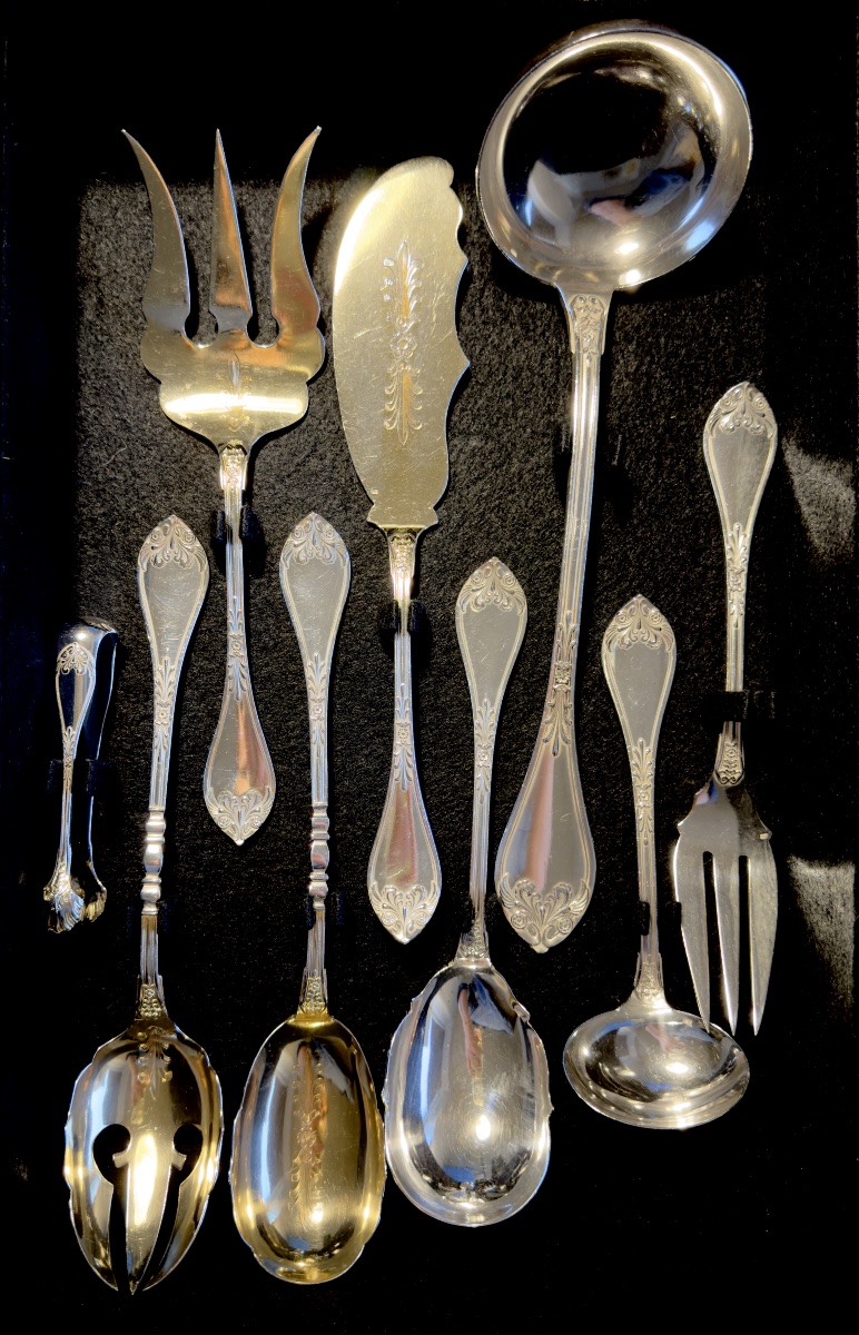 Wolfers, 147-piece Set, Empire Style, Silver-plated Metal, Bruno Wiskemann, Serves 12 -photo-4