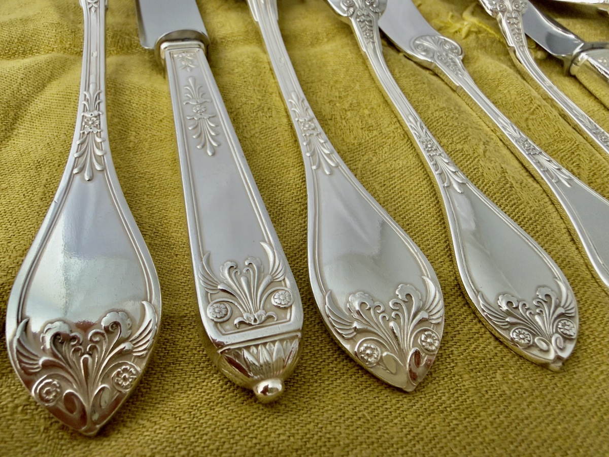 Wolfers, 147-piece Set, Empire Style, Silver-plated Metal, Bruno Wiskemann, Serves 12 -photo-2