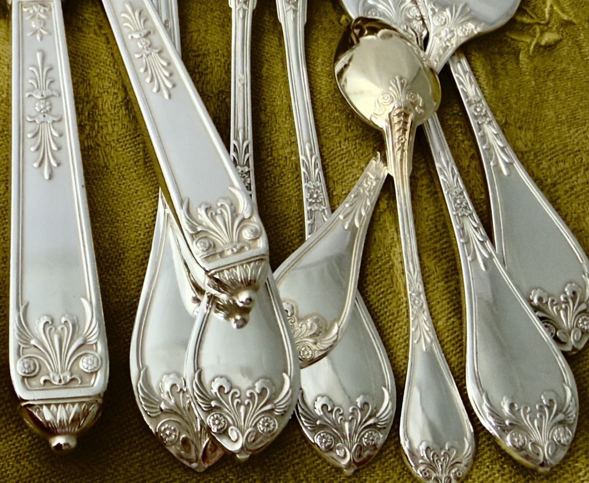 Wolfers, 147-piece Set, Empire Style, Silver-plated Metal, Bruno Wiskemann, Serves 12 