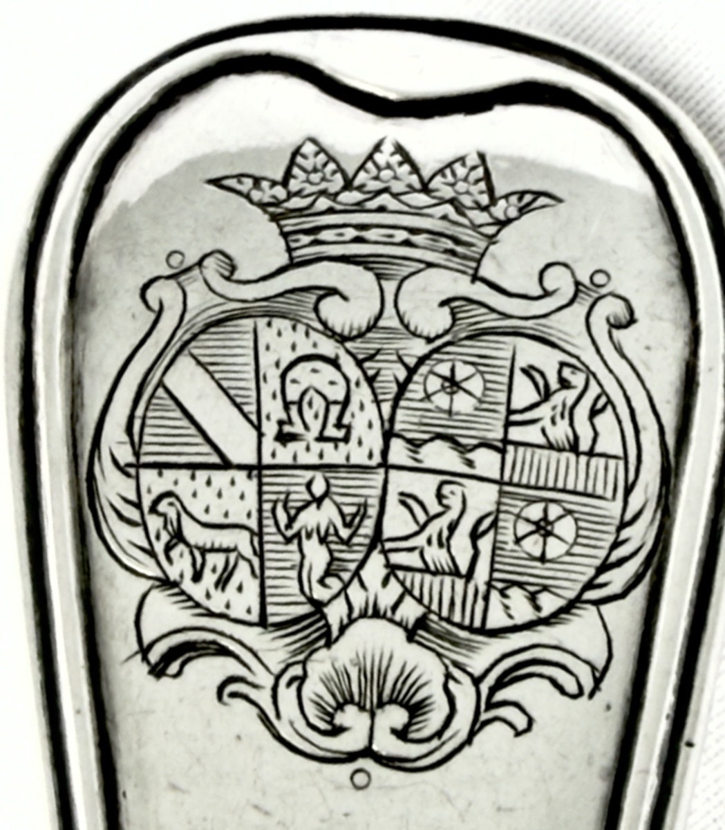Strasbourg, 1763, Besenval-von Roll Coat Of Arms, Sprinkling Spoon, Sugar Spoon, Johann Pick