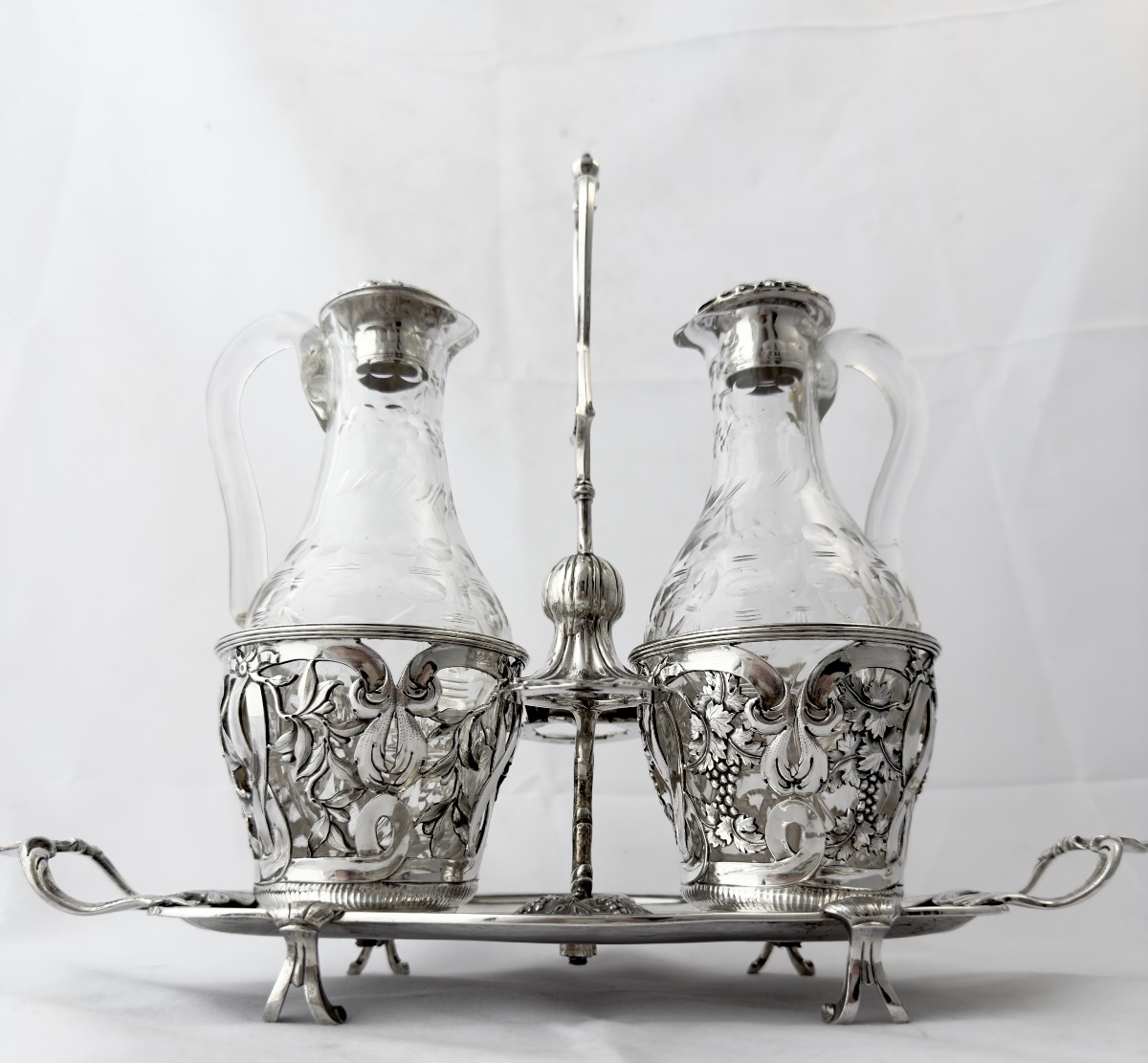 Strasbourg 1774, Georges-Frederic IMLIN, huilier en argent massif avec carafons-photo-3