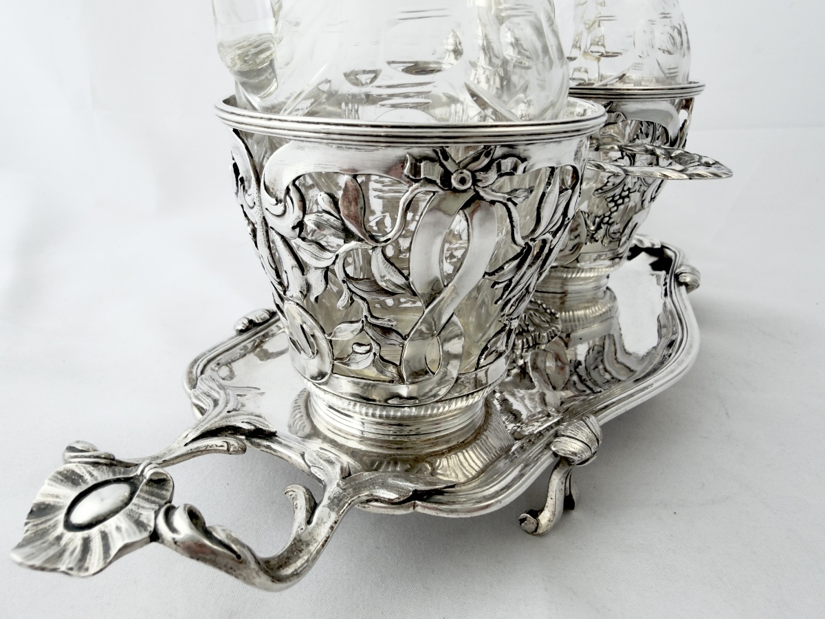 Strasbourg 1774, Georges-Frederic IMLIN, huilier en argent massif avec carafons-photo-4