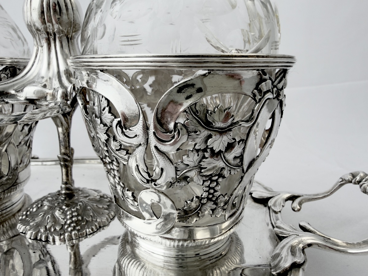 Strasbourg 1774, Georges-Frederic IMLIN, huilier en argent massif avec carafons-photo-6