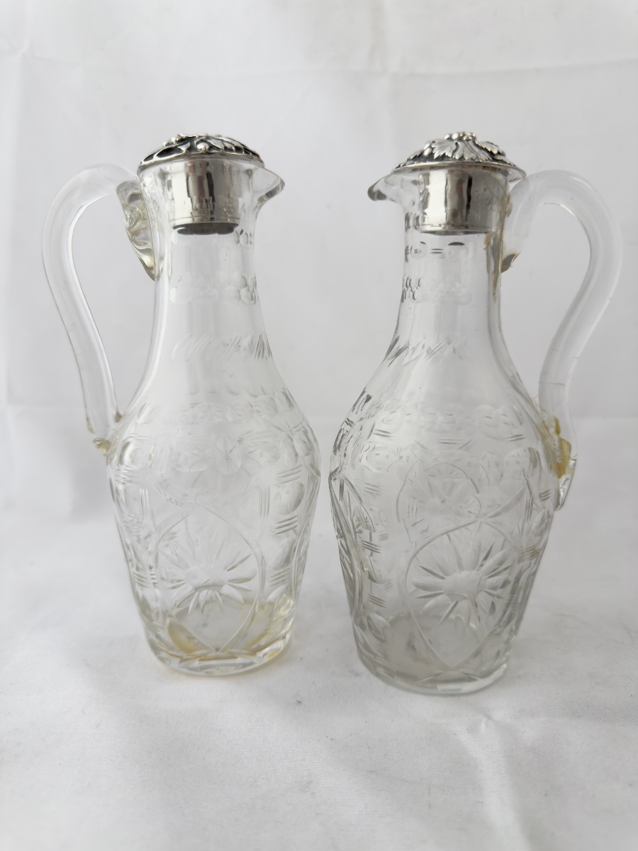 Strasbourg, 1774, Georges-frederic Imlin, Solid Silver Oil Set With Carafes-photo-8
