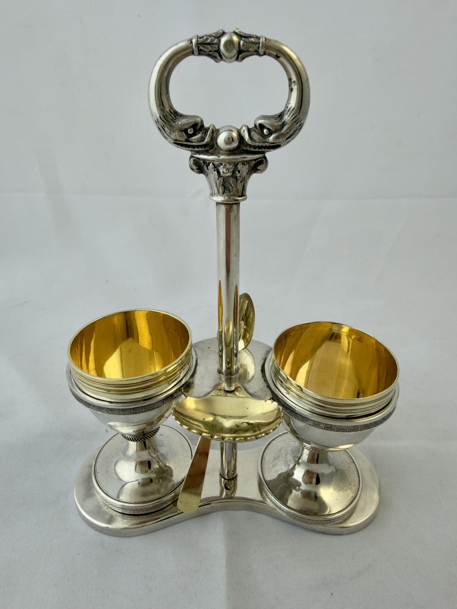 Florence 1800-1830, Argent massif, porte-coquetiers, style Empire-photo-4