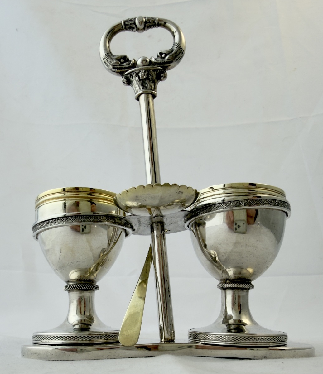Florence 1800-1830, Argent massif, porte-coquetiers, style Empire-photo-4