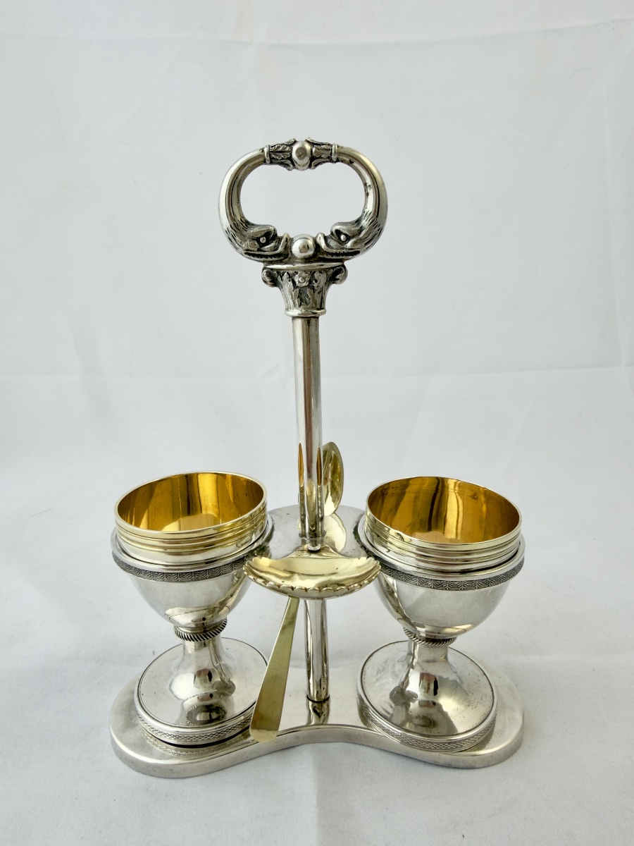 Florence 1800-1830, Argent massif, porte-coquetiers, style Empire