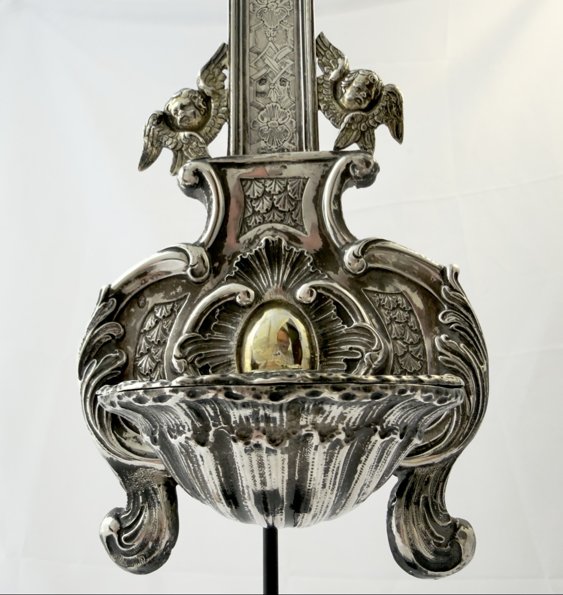 Bruxelles 1757, bénitier de chevet, argent massif, bénitier d’appartement -photo-1