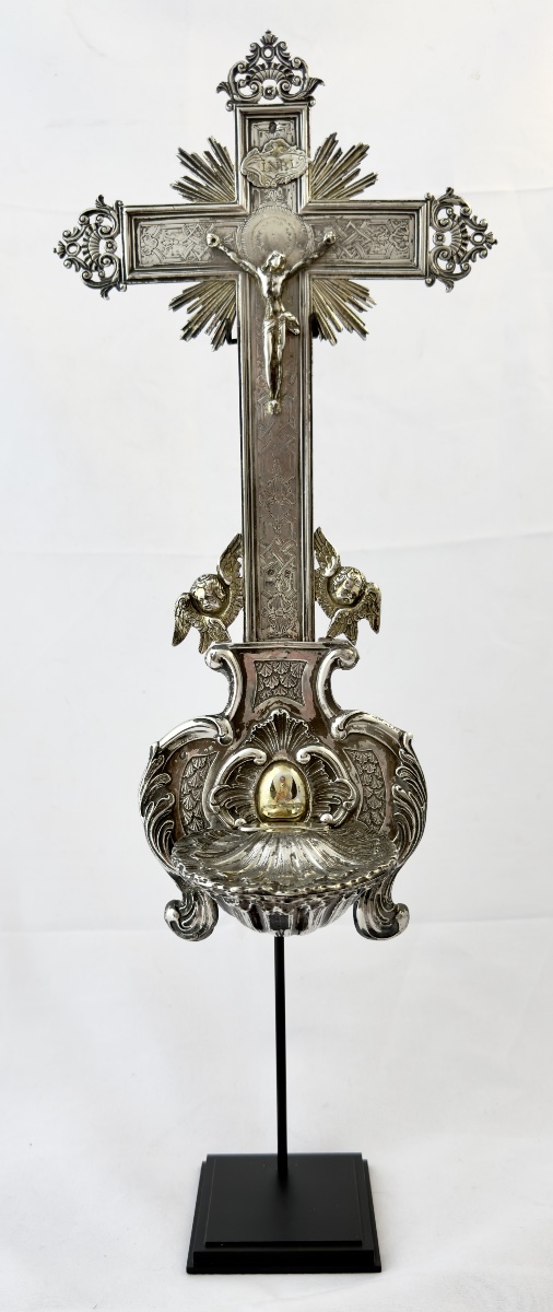 Bruxelles 1757, bénitier de chevet, argent massif, bénitier d’appartement -photo-4