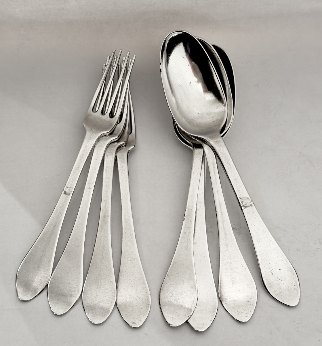 Mons 1693–1694, Four Forks And Four Spoons, Solid Silver, Jacques I Levieux -photo-3