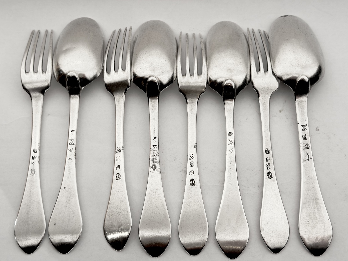 Mons 1693–1694, Four Forks And Four Spoons, Solid Silver, Jacques I Levieux -photo-4