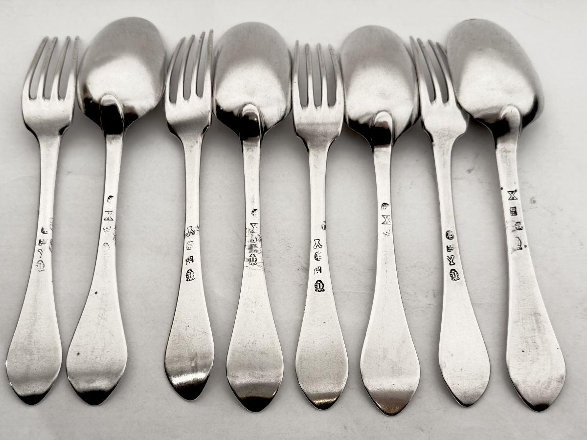 Mons 1693–1694, Four Forks And Four Spoons, Solid Silver, Jacques I Levieux -photo-1