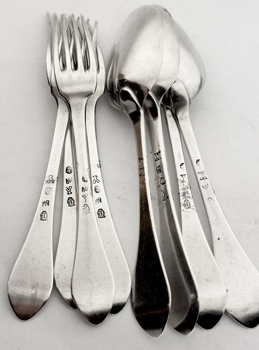 Mons 1693–1694, Four Forks And Four Spoons, Solid Silver, Jacques I Levieux -photo-5